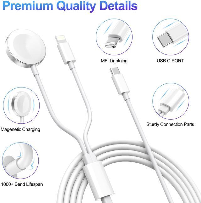 Alt view image 3 of 6 - AIlawuu for Apple Watch Charger,2 in 1 iPhone and iWatch Magnetic Fast Cord 6ft,Wireless Charging Cable with C Wall Charger Block for Apple Watch ultra/9/8/SE/7/6,for iPhone 14/13/12/11