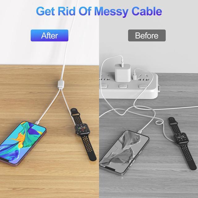Alt view image 6 of 6 - AIlawuu for Apple Watch Charger,2 in 1 iPhone and iWatch Magnetic Fast Cord 6ft,Wireless Charging Cable with C Wall Charger Block for Apple Watch ultra/9/8/SE/7/6,for iPhone 14/13/12/11
