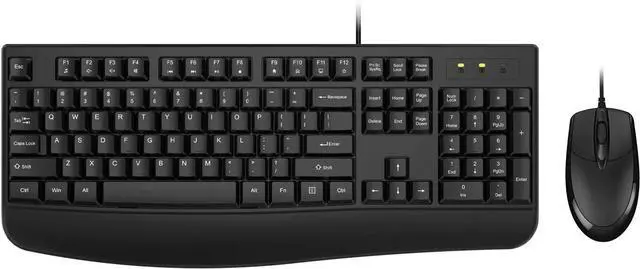 Main image of Wired Keyboard and Mouse Combo, Full-Sized Ergonomic Computer Keyboard with Palm Rest and Optical Wired Mouse for Windows