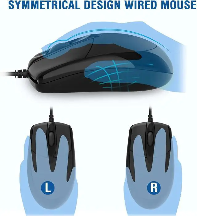 Alt view image 5 of 7 - Wired Keyboard and Mouse Combo, Full-Sized Ergonomic Computer Keyboard with Palm Rest and Optical Wired Mouse for Windows