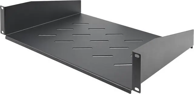 Main image of 2U Rack Shelf, 12" Mounting Depth, Vented Cantilever Tray for 19" AV/Network Equipment, 25lb Capacity, for Small Office/Home Office