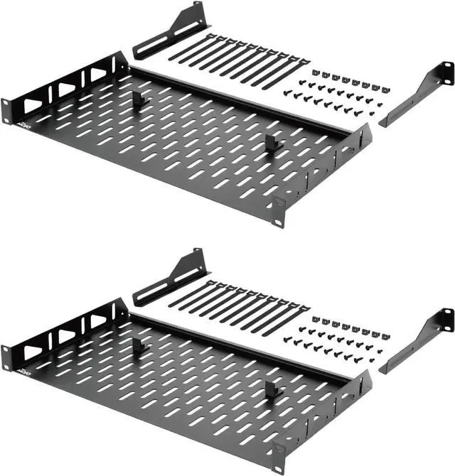Main image of 1U Rack Shelf,19 inch,Server Rack Shelf 10 inch Depth,Rack Mount Shelf with Anti-Slip Stops,Network Shelves for 19 in Equipments, 110lbs Capacity of Vented 1U Shelf,No Lip(2 Pack)