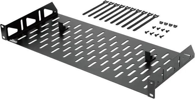 Main image of 1U Rack Shelf,19 inch Rack Shelf 8 inch Depth,Rack Mount Shelf with Anti-Slip Stops,Server Rack Shelf and Network Shelf for 19 in Equipments, 55lbs Capacity of Vented 1U Shelf,Black,No Lip
