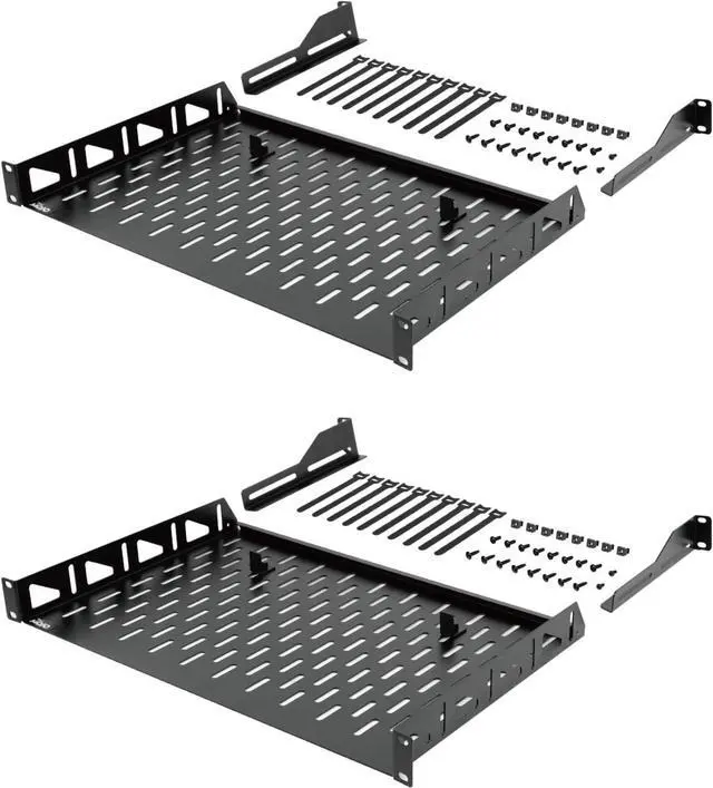 Main image of 1U Rack Shelf,19 inch Rack Shelf 12 inch Depth,Rack Mount Shelf with Anti-Slip Stops,Server Rack Shelf and Network Shelf for 19 in Equipments, 110lbs Capacity of Vented 1U Shelf,No Lip(2 Pack)