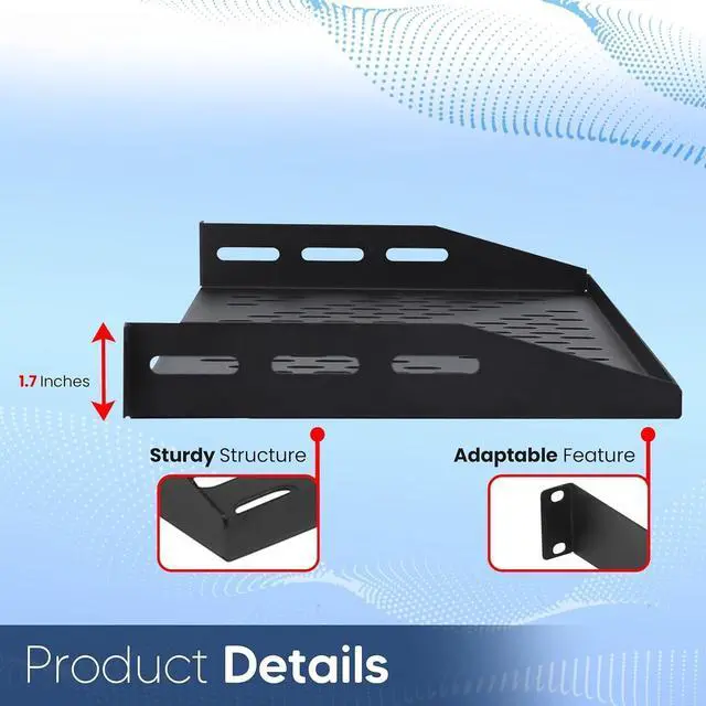Alt view image 3 of 7 - Server Vented Shelf - 19 Inches, 10'' Deep, 1U Universal Integration Server Vented Rack Mounting Tray for Consistent Airflow, Cantilever Mount, Device and Equipment Wall Mounting - Black