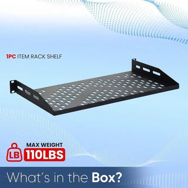 Alt view image 7 of 7 - Server Vented Shelf - 19 Inches, 10'' Deep, 1U Universal Integration Server Vented Rack Mounting Tray for Consistent Airflow, Cantilever Mount, Device and Equipment Wall Mounting - Black