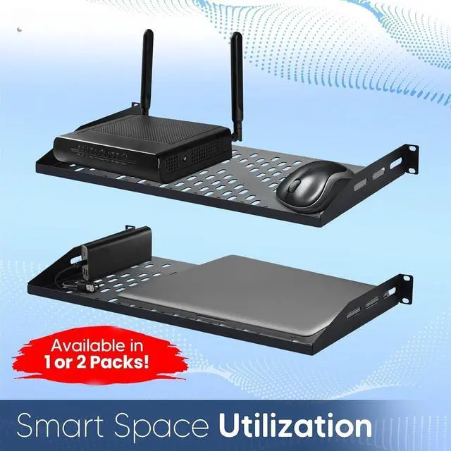 Alt view image 6 of 7 - Server Vented Shelf - 19 Inches, 10'' Deep, 1U Universal Integration Server Vented Rack Mounting Tray for Consistent Airflow, Cantilever Mount, Device and Equipment Wall Mounting - Black