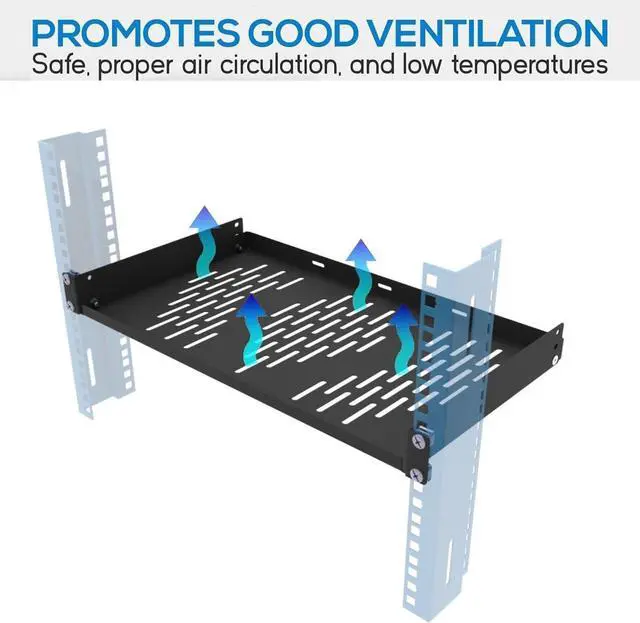 Alt view image 4 of 6 - 1U Server Rack Shelf, Suitable for 19" Network Equipment Racks and Cabinets, Ventilated Cantilever Tray, Depth of 12 inches, Well-Ventilated (1PCS, Black)