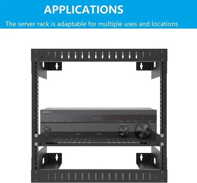 Alt view image 3 of 6 - 1U Universal Server Rack Shelves - 10" Deep, Steel Vented Cantilever Rack Tray for 19" Equipment, Black (10 inch)