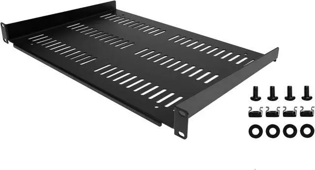 Alt view image 6 of 6 - 1U Server Rack Shelf - Universal Vented Rack Mount Cantilever Tray for 19" Network Equipment Rack & Cabinet - Durable Design - Weight Capacity 55lb/25kg - 12" Deep (SHELF-1U-12-FIXED-V)