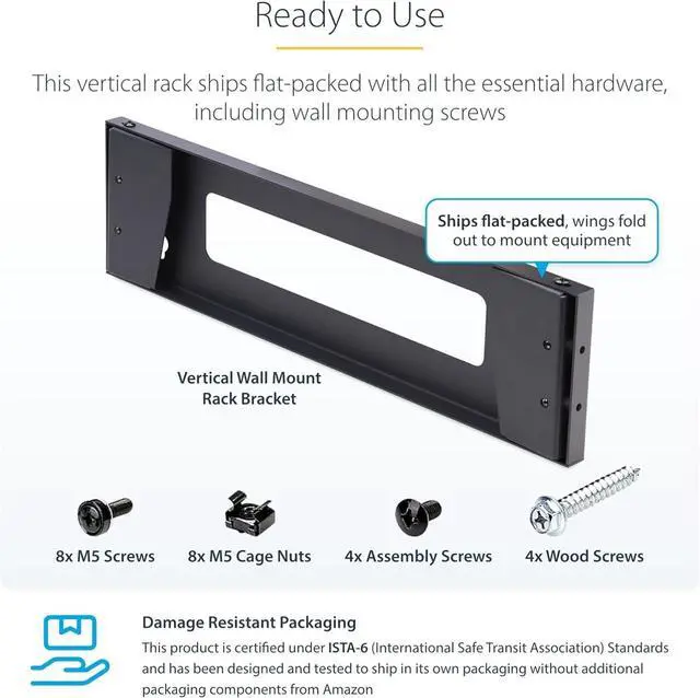 Alt view image 5 of 6 - 1U Vertical Wall-Mount Bracket for 19Inch Rack Mountable Equipment, 121lb/55kg Capacity, for Patch Panels/Servers