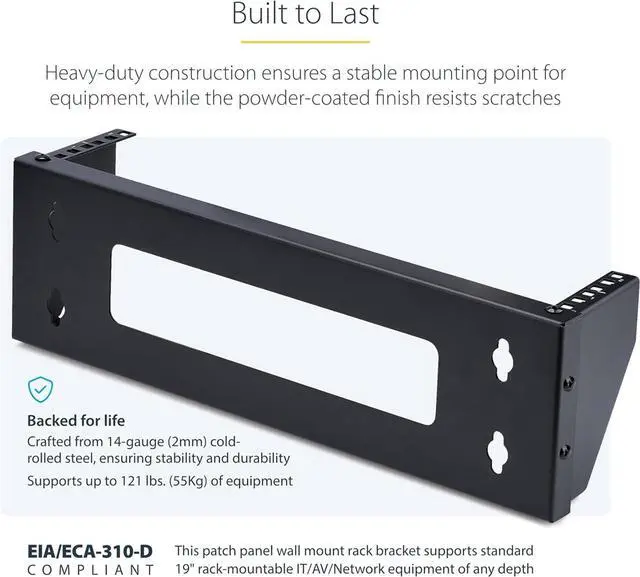 Alt view image 3 of 6 - FOR-2U Vertical Wall-Mount Bracket for 19inch Rack Mountable Equipment, 121lb/55kg Capacity, for Patch Panels/Servers