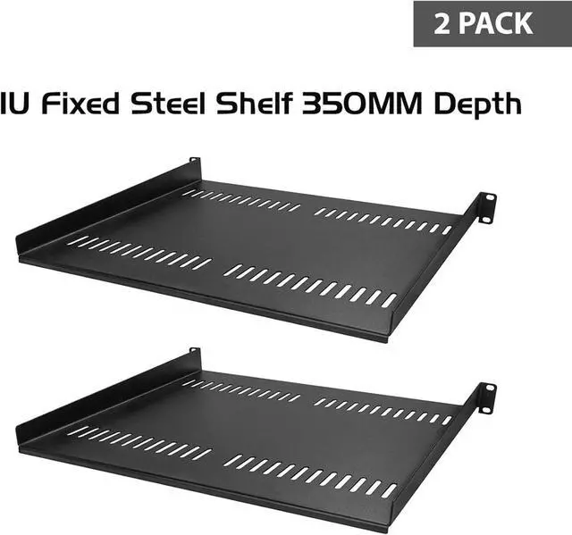 Alt view image 3 of 4 - 350mm (13.77") Deep, Heavy Duty Steel 1U 19'' Wide Vented Shelf for Server Cabinet. 2 Pack 7 Year Warranty!