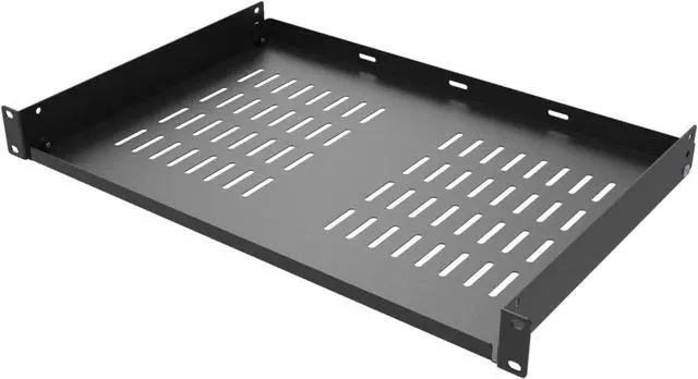 Alt view image 6 of 7 - 2 Pcs of 1U Universal Rack Shelf, 12" Deep Vented Cantilever Rack Tray for 19" Networking Cabinet or Rack, Black 2 Pcs (12 inches 2 Pcs)