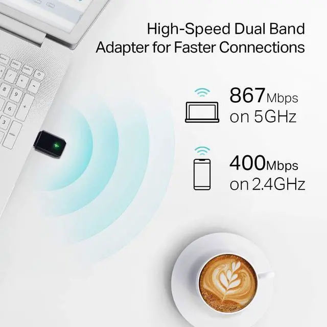 Alt view image 2 of 5 - AC1300 USB WiFi Adapter(Archer T3U)- 2.4G/5G Dual Band Wireless Network Adapter for PC Desktop, MU-MIMO WiFi Dongle, USB 3.0, Supports Windows 11, 10, 8.1, 8, 7, XP/Mac OS X 10.9-10.14