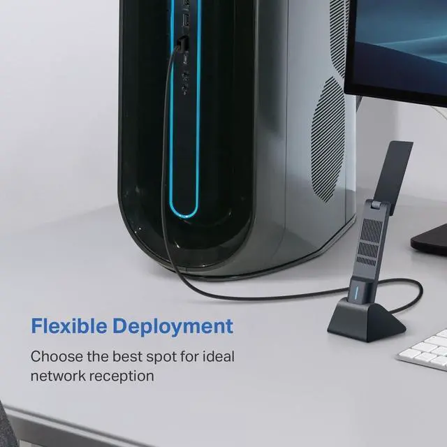 Alt view image 6 of 6 - WiFi 6E USB Adapter for Desktop PC - (Archer TXE50UH) AXE3000 Tri-Band Wireless Network Adapter, Ultra-Low Latency, MU-MIMO, OFDMA, Refined Security, WPA3, Supports Windows 11/10