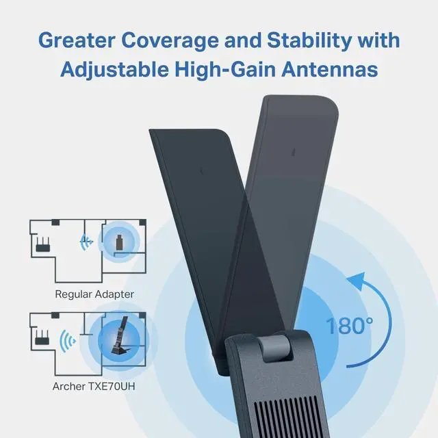 Alt view image 5 of 6 - AXE5400 WiFi 6E USB Adapter for Desktop PC (Archer TXE70UH) Tri-Band Wireless Network Adapter, Ultra-Low Latency, MU-MIMO, OFDMA, Refined Security, WPA3, Supports Windows 11/10