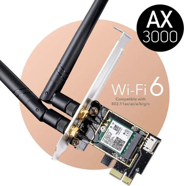Alt view image 3 of 6 - New AX3000 Wireless WiFi 6 PCIe Card for PC, Bluetooth 5.2, AX200, 3000Mbps WiFi 6 Speed, 802.11ax/ac/a/b/g/n, Windows 11, 10, WE3000