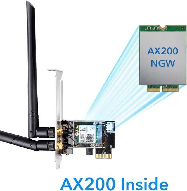Alt view image 6 of 6 - New AX3000 Wireless WiFi 6 PCIe Card for PC, Bluetooth 5.2, AX200, 3000Mbps WiFi 6 Speed, 802.11ax/ac/a/b/g/n, Windows 11, 10, WE3000