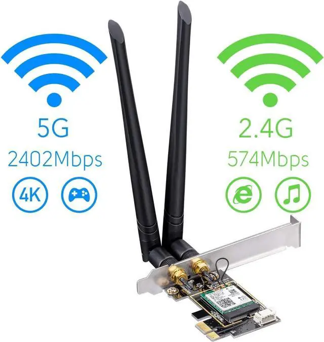 Alt view image 4 of 6 - New AX3000 Wireless WiFi 6 PCIe Card for PC, Bluetooth 5.2, AX200, 3000Mbps WiFi 6 Speed, 802.11ax/ac/a/b/g/n, Windows 11, 10, WE3000