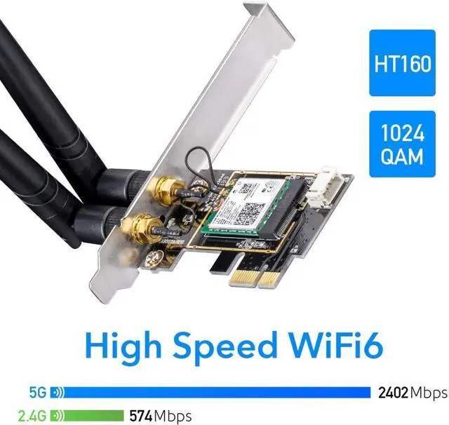 Alt view image 5 of 6 - New AX3000 Wireless WiFi 6 PCIe Card for PC, Bluetooth 5.2, AX200, 3000Mbps WiFi 6 Speed, 802.11ax/ac/a/b/g/n, Windows 11, 10, WE3000