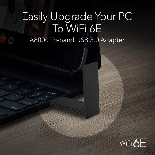 Alt view image 2 of 5 - Nighthawk WiFi 6E USB 3.0 Adapter (A8000) - AXE3000 Tri-Band Wireless Gigabit Speed (Up to 3Gbps) - New 6GHz Band  Works with Any WiFi 6 or 6E Router Or Mesh System - for Windows PC