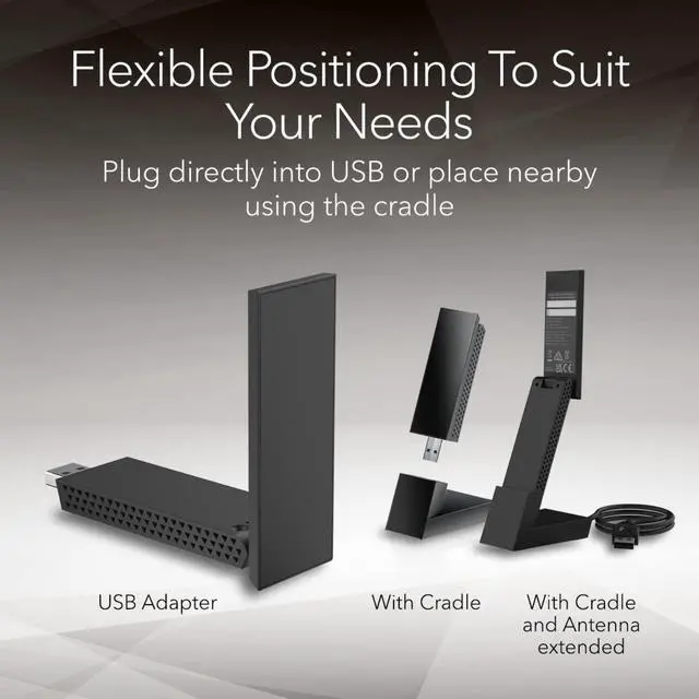 Alt view image 5 of 5 - Nighthawk WiFi 6E USB 3.0 Adapter (A8000) - AXE3000 Tri-Band Wireless Gigabit Speed (Up to 3Gbps) - New 6GHz Band  Works with Any WiFi 6 or 6E Router Or Mesh System - for Windows PC