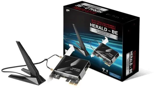 Main image of Herald-BE WI-FI 7 MAX (Wi-Fi 7, 802.11BE, Bluetooth 5.4, PCIe, Multi-Link Operation Technology, External Antenna)