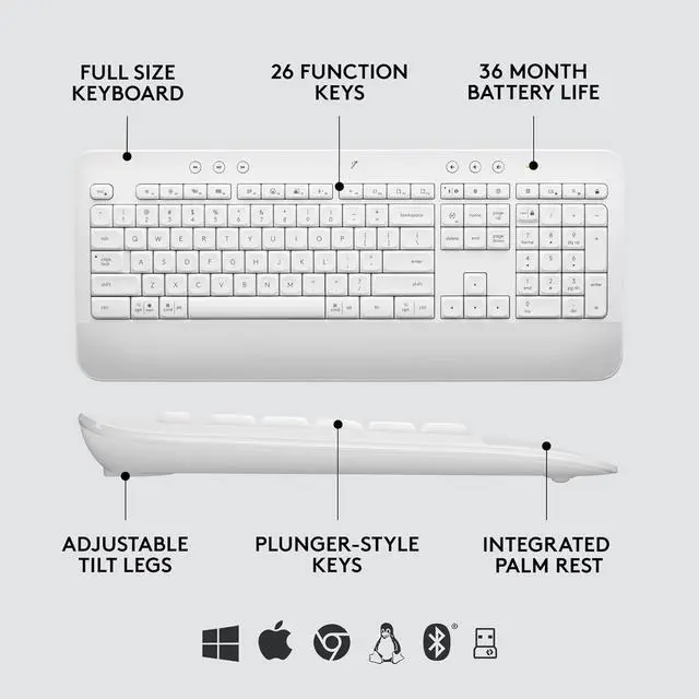 Alt view image 6 of 6 - MK650 Combo for Business, Wireless Mouse and Keyboard, Logi Bolt, Bluetooth, SmartWheel, Globally Certified, Windows/Mac/Chrome/Linux - Off-White