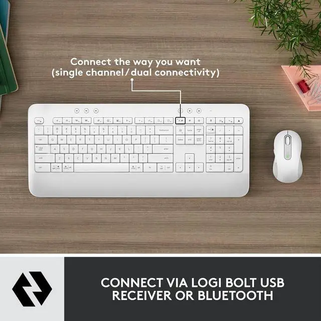 Alt view image 3 of 6 - MK650 Combo for Business, Wireless Mouse and Keyboard, Logi Bolt, Bluetooth, SmartWheel, Globally Certified, Windows/Mac/Chrome/Linux - Off-White