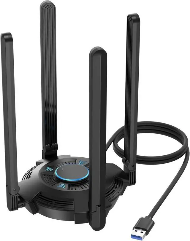 Main image of X5400 USB WiFi Adapter for PC, WiFi 6 USB Adapter with Tri-Band 6GHz/2402Mbps, 5GHz/2402Mbps, 2.4GHz/573Mbps,4x5 dBi Antennas,OFDMA,WPA3, Only for Windows 11/10