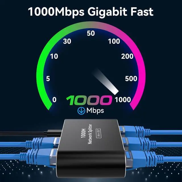 Alt view image 3 of 6 - Ethernet Splitter 1 to 4 1000Mbps LAN Splitter Network Switch Ethernet Switch Suitable for Cat6/7/8 Cable with USB C Power