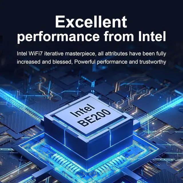 Alt view image 4 of 4 - WiFi 7 PCIE Card for Desktop PC,Ultra-Fast 9.3Gbps, Intel BE200, Tri-Band 320MHz,Latest Bluetooth 5.4,Ideal for Gaming Streaming,Windows 10/11 64bit