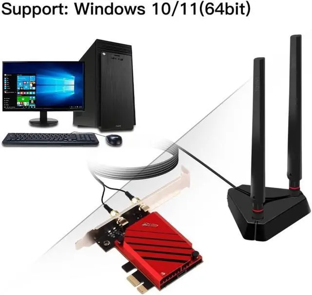 Alt view image 4 of 7 - PCI-E WiFi 7 Network Card (BE8800pro) BT5.4 BE200 9.3Gbps Gmaing 802.11be Tri-Band PCIe Desktop PC WiFi 7 Adapter Upgrades WiFi 6 WiFi 6E PCIe Card for Windows 11/10 Not Support AMD Motherboards