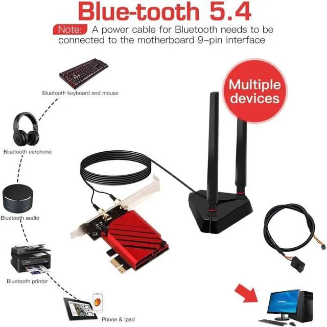Alt view image 5 of 7 - PCI-E WiFi 7 Network Card (BE8800pro) BT5.4 BE200 9.3Gbps Gmaing 802.11be Tri-Band PCIe Desktop PC WiFi 7 Adapter Upgrades WiFi 6 WiFi 6E PCIe Card for Windows 11/10 Not Support AMD Motherboards