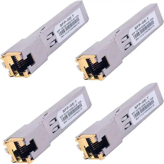 Main image of FOR-4PCS 1000BASE-T Gigabit SFP to RJ45 Copper Ethernet Modular Transceiver for Cisco,Meraki,Ubiquiti,D/TP Link,Supermicro,Netgear,Broadcom, 1.25G SFP-T CAT5E/CAT6 up to 100m Mikrotik S-RJ01