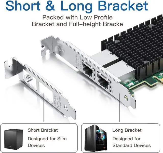 Alt view image 3 of 4 - 10Gb PCI-E Network Card NIC, Dual RJ45 Copper Ports, Compare to Intel X540-T2, with Intel X540-BT2 Chip, PCIe X8, 10Gbase-T Ethernet LAN Adapter Support Windows Server/Windows/Linux/VMware ESX
