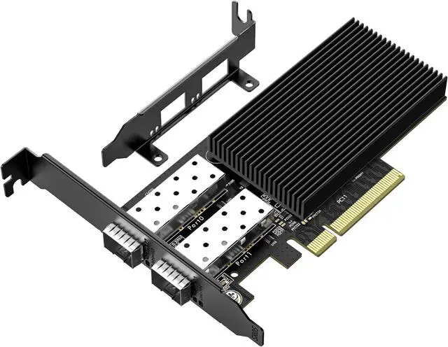 Main image of 10Gb SFP+ PCIe NIC Network Card with Dual 10Gbps SFP+ Port, Intel 82599(X520-DA2) Chip, 10G Ethernet LAN Adapter Support Windows7/8/10/11/Linux/VMware, Compatible with PCI Express X8 & X16