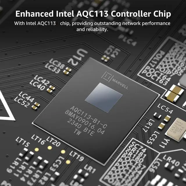 Alt view image 2 of 5 - 10G PCI-E Network Card with 10Gbps RJ45 Ports, Marvel AQC113 Controller, 10Gb Ethernet Adapter Card Compatible with PCI Express X8, X16, Support Windows/Windows Server/Linux/VMware