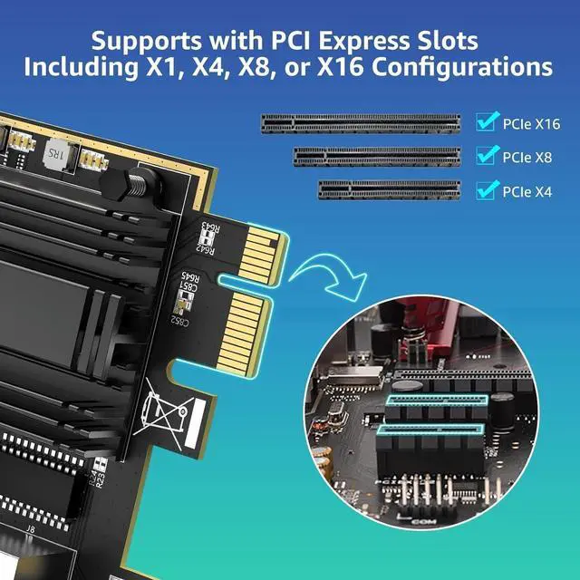 Alt view image 4 of 5 - 5G Base-T PCIe Network Card with RTL8126, 5G Network Card RJ45 Port, 5G/2.5G/1000/100 Mbit/s, PCI Express Ethernet Adapter for Windows10/11, Vmware and Linux, Support WOL, for PCle x4, x8, x16