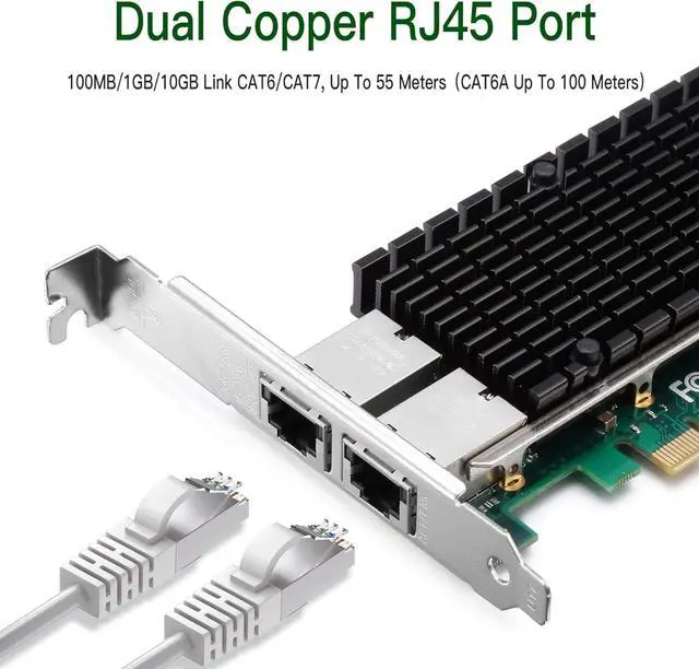Alt view image 2 of 5 - FOR-10G Network Card with Intel X540 Chip, 10GB PCI-E NIC Compare to Intel X540-T2, Dual RJ45 Port PCI Express X8 Ethernet Adapter Support Windows/Windows Server/Linux/Freebsd/VMware ESXi