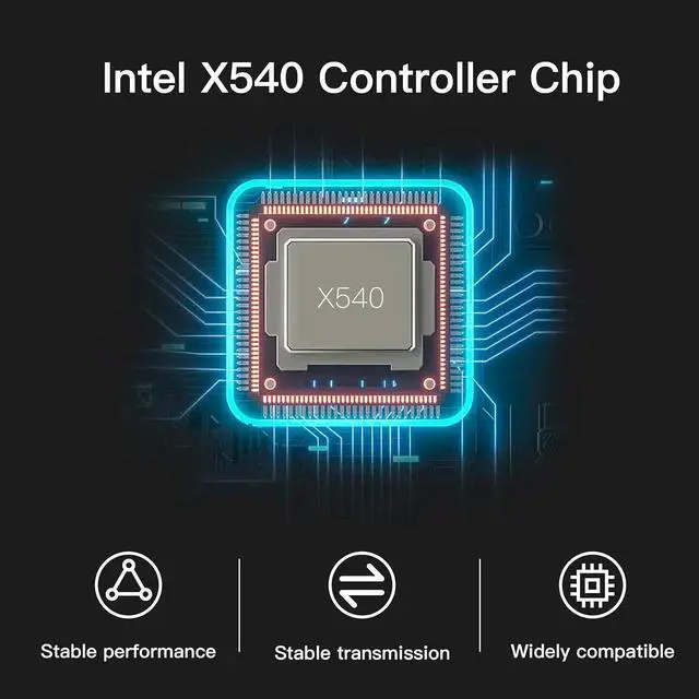 Alt view image 5 of 5 - FOR-10G Network Card with Intel X540 Chip, 10GB PCI-E NIC Compare to Intel X540-T2, Dual RJ45 Port PCI Express X8 Ethernet Adapter Support Windows/Windows Server/Linux/Freebsd/VMware ESXi