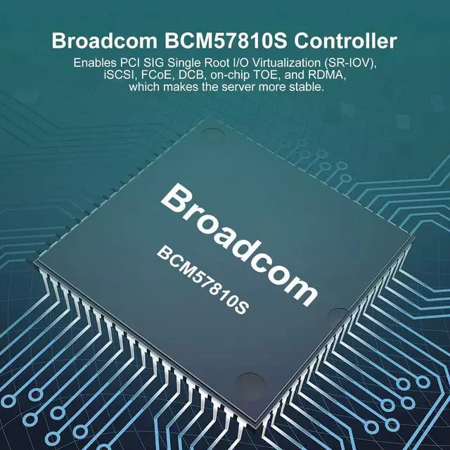 Alt view image 2 of 5 - 10Gb SFP+ PCIE NIC Network Card, Broadcom BCM57810S Chip, Dual SFP+ Port Card, PCI Express X8, Ethernet LAN Adapter Support Windows/Windows Server/Linux/VMware Esxi