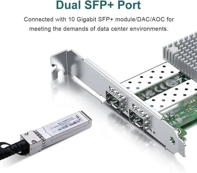Alt view image 3 of 5 - 10Gb SFP+ PCIE NIC Network Card, Broadcom BCM57810S Chip, Dual SFP+ Port Card, PCI Express X8, Ethernet LAN Adapter Support Windows/Windows Server/Linux/VMware Esxi