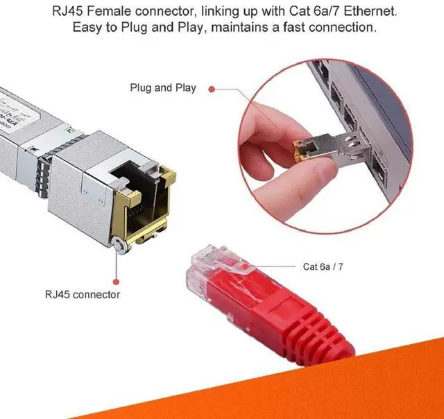 Alt view image 3 of 5 - FOR SFP+ to RJ45 10Gb Module, Support 1G/2.5G/5G/10GBase-T RJ45 SFP+ Module, Compatible for Cisco SFP-10G-T, Ubiquiti UACC-CM-RJ45-MG, Mikrotik, Netgear, TP-Link, and More, up to 30 Meters, 2 Pack