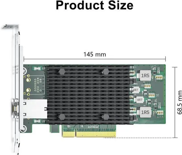 Alt view image 3 of 5 - 10Gb PCI-E NIC Network Card, Single Copper RJ45 Port, with Intel X540-BT1 Controller, PCI Express Ethernet LAN Adapter Support Windows Server/Windows/Linux/ESX, Compare to Intel X540-T1