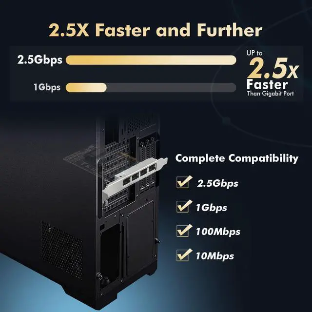 Alt view image 3 of 5 - 4 Ports 2.5G PCIe Network Card, RTL8125B LAN Controller, 2500/1000/100Mbps RJ45 Ethernet NIC Adapter, Support PXE for Windows/Linux