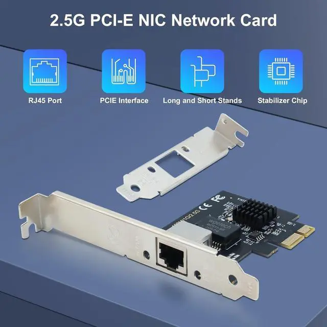 Alt view image 2 of 6 - 2.5Gb PCIe Network Card,2.5GBase-T PCI Express Network Adapter NIC, with Realtek RTL8125B Controller, Single RJ-45 Port, PCIe 2.1 x1 Support Windows Server/Linux