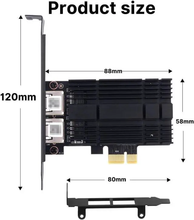 Alt view image 4 of 4 - 2.5GB Network Card with Intel I226 Chip, Dual Port PCIE to RJ45 Gigabit Ethernet Adapter 2500/1000/100Mbps for Desktop Gaming Office NIC Card RJ45 LAN Port Controller