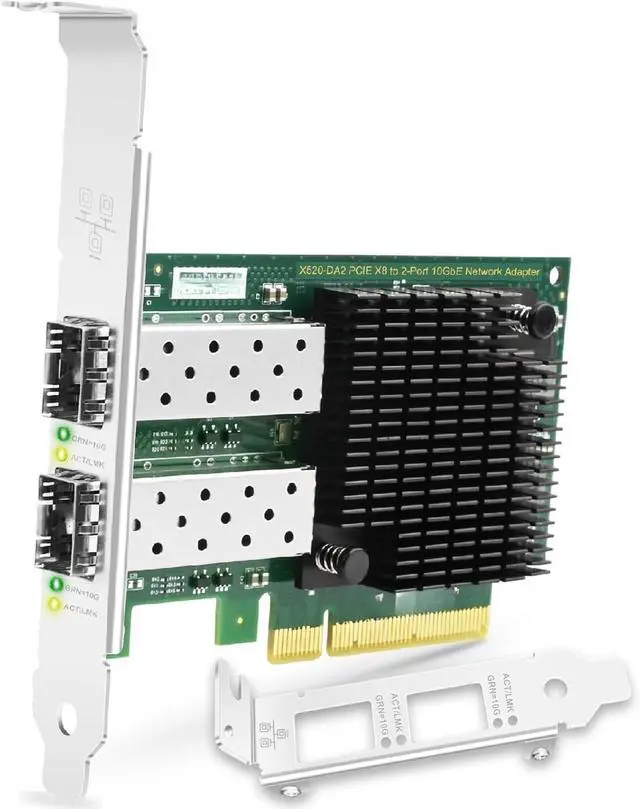 Main image of X8 Interface to 2X 10GbE SFP+ Fiber Port Converged Ethernet Adapter, Intel 82599ES 10 Gigabit Ethernet Controller, 2-Port 10GbE PCIE NIC Card, 2X 10GbE SFP+ LAN Adapter (X520-DA2)